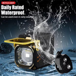 LinkMejor Bicycle Front Light with Wireless Remote USB-C Rechargeable 8 Modes Cycling Headlight with Power Bank Waterproof for Night Riding