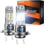 LinkMejor S2S-H7 Pair Car Front LED Headlight Car Headlamp Hi/Low Beam Super Brightness Light Bulb 6500K Cool White