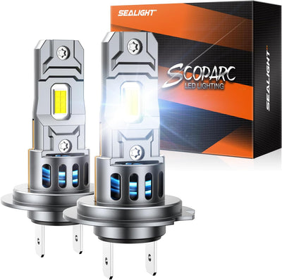 LinkMejor S2S-H7 Pair Car Front LED Headlight Car Headlamp Hi/Low Beam Super Brightness Light Bulb 6500K Cool White