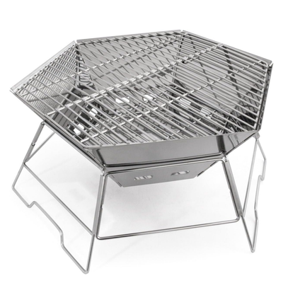Xmund Portable Hexagonal Stainless Steel BBQ Grill, Foldable Charcoal Stove for Outdoor Picnics & Camping, Camping Stove