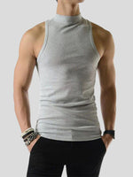 LinkMejor Mens Fashion Solid Color Knitted Elastic Tank Top