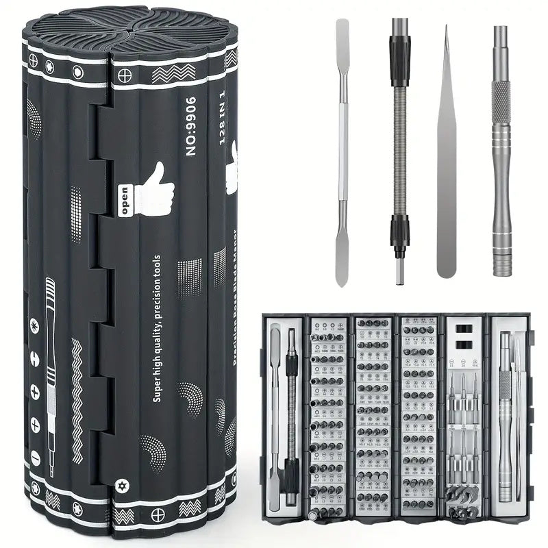 128 in 1 Precision Screwdriver Set CR-V Steel Magnetic Driver Kit Flexible Shaft for Electronics Computers Gaming Consoles Portable Repair Tool Set