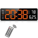 LinkMejor 13 Inch Digital Wall Clock Large LED Display with Remote Control / Automatic Brightness / Indoor Temperature / Date / Week / 12/24H For Home Office Classroom