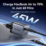 [GaN Tech] Vention 45W 2-Port USB PD Charger Dual USB-C PD3.0 QC3.0 PPS FCP AFC Apple2.4A Fast Charging Wall Charger Adapter EU Plug for iPhone 17 17Pro 16 15 14 Pro Max for Huawei Pura 80 Ultra for Xiaomi 17pro for OPPO for SAMSUNG