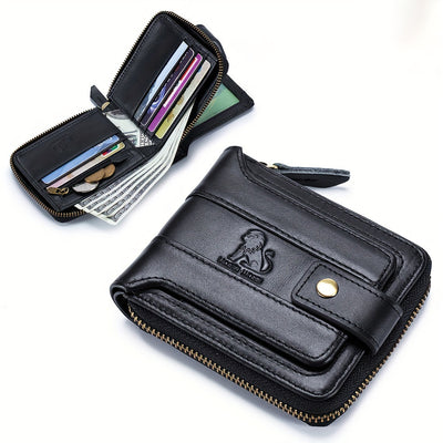 Ekphero Men's RFID Genuine Leather Wallet Large Capacity Multi-card Anti-theft Retro Design Fashion Multifunctional Wallet