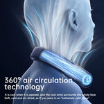 Tevorex Portable Neck-Mounted Fan 5 Gears Wind Adjustable 360° Surround Air Duct 24h Long Battery Ultra-Quite Operation Rechargeable Cooler Fan with LED Digital Display for Home Office Sport