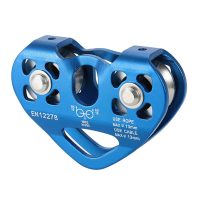30 kN Zipline Trolley Dual Pulley for 13mm Rope 12mm Cable Aluminum Alloy Climbing Caving Rescue Aloft Work