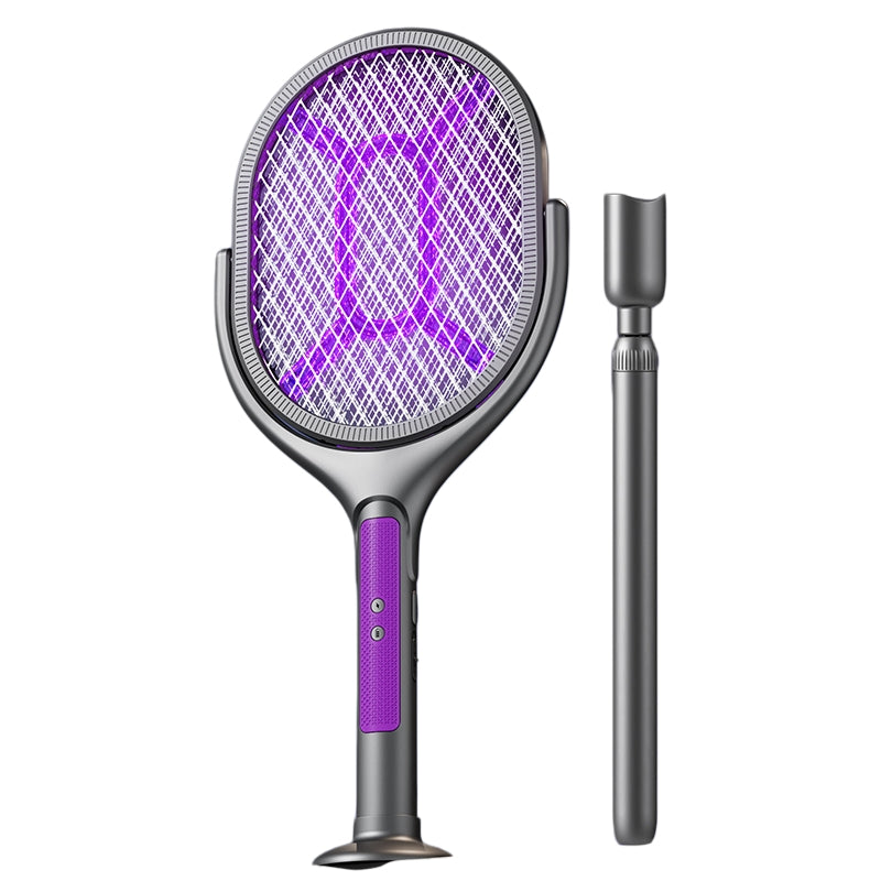 Tevorex 5-In-1 Telescopic Electric Mosquito Racket Mosquito Killer UV Utilizes 90° Rotating Auto Capture Folding Fly Swatter USB Rechargeable with Dual Safety Switches