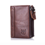 LinkMejor Vintage Men's Wallet Top-grain Cowhide Leather Zipper Card Holder Coin Purse Business Casual Male Money Clip
