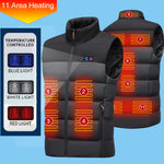 LinkMejor HV-11 Heated Vest 11 Heating Areas Men Jacket Heated Winter Womens Electric Usb Heater Tactical Jacket Man Thermal Vest Body Warmer Coat