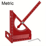 LinkMejor Adjustable 180 Degree Aluminum Alloy 3D Triangle Measuring Ruler Protractor Carpentry Square Metric Inch Scale CNC Scribing Tool