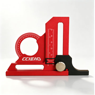 180° Height Gauge Dual-Scale Inch/mm on Column Sliding Marking Depth Measurement Angle Finder Scribing Ruler for Woodworking