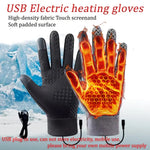 LinkMejor Men's USB Heated Gloves Winter Touchscreen Warm Gloves with Enhanced Grip Women Men Bicycle Outdoor Driving Motorcycle Waterproof Thermal Non-Slip Gloves