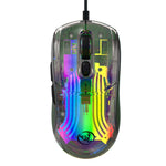 LinkMejor X400 Wired Gaming Mouse Transparent Ergonomic RGB Backlight 7 Programmable Buttons 12800 DPI High Precision