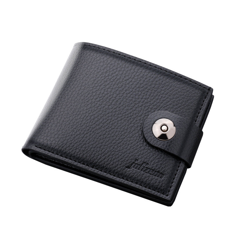 Men's Sleek Compact Wallet with Magnetic Closure - Fashionable Soft Faux Leather, Multiple Card Slots & Large Capacity