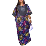 LinkMejor Womens Elegant Half Sleeve Noble Crew Neck Printed Maxi Dresses (Plus Size)