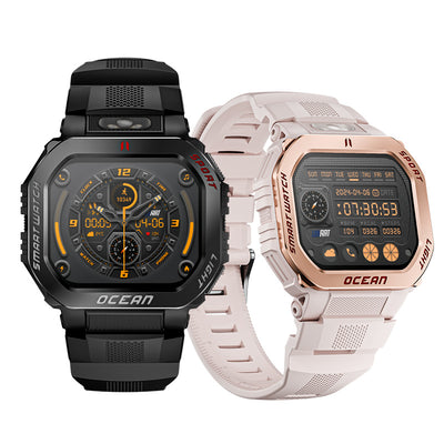 LinkMejor OCEAN GT 1.75-inch HD Screen Flashlight Compass AI Voice Assistant 3ATM Waterproof bluetooth Call Heart Rate Blood Oxygen Monitor Sleep Monitoring Multi-sport Modes Smart Watch