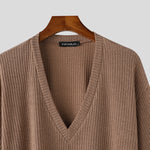 LinkMejor Mens Knitted V-Neck Half Sleeve T-Shirt Casual Solod Color Short Sleeve Men Top