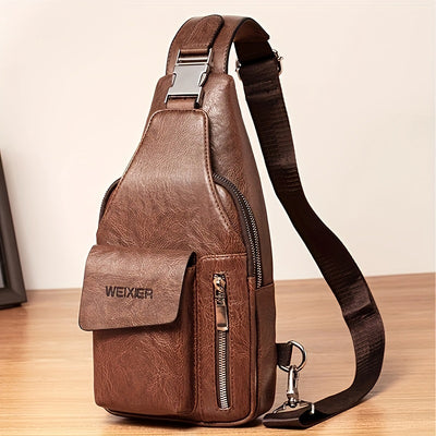 LinkMejor Men's Casual Chest Bag, Messenger Bag, Men's Bag, Leisure Backpack, Sports Diagonal Sholder Bag, Multi-functional Large Capacity Men Bag