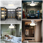 Elfeland E27 30W 2-In-1 Ceiling Fan Light with Retractable Blades 3 Color Temperatures 4-Speed Wind Quiet Operation Fan Lamp Remote Control for Home Use