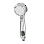 Shower Head High Pressure Digital Display Four Modes Handheld Bathroom Shower Accessory Water Saving Pressurized Adjustable Spray LED Temperature Display