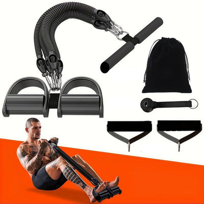 LinkMejor Multifunction Fitness Resistance Band Pedal Pull-Up Sit-Up Trainer Adjustable Full Body Exercise Equipment Non-Slip Handles Portable Home Gym Workout Tool Ankle Puller Door Hook Accessories