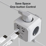 LinkMejor BW-EC2 8-in-1 Wall Cube Socket EU Plug Power Outlet Extender 4000W with Switch 4 AC Outlets / 2 USB-A / 2 USB-C for Home Bedroom Travel