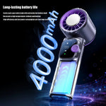 Tevorex Portable Handheld Air Conditioner Fan 7 Blades 199 Levels Wind Adjustable 4000mAh Long Battery Rechargeable Mini Cooling Fan with LED Digital Display for Indoor Outdoor