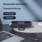 Bladeless Car Fan DC5V 4W 2400mAh Type-C Dual Turbine Adjustable Dashboard Air Circulation Fan