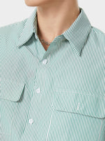 LinkMejor Mes Daily Casual Striped Shirt with Double Breast Pocket
