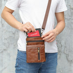 Ekphero Men Vintage Genuine Leather Shoulder Bag Small Messenger Bags Large Capacity Business Casual Crossbody Bag