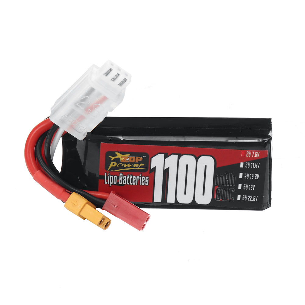 LinkMejor 2S 7.6V 1100mAh 60C 8.36Wh LiPo Battery XT30 Plug for RC Car