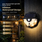 Elfeland Solar Powered Wall Light Motion Sensor 52 LED 1200mAh Battery Dual Color Lighting Waterproof Outdoor Lamp for Garden Yard