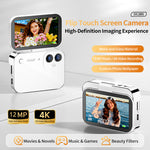 DC28S 12MP Flip Touch Screen Digital Camera 4K HD Video 180° Flip Selfie Screen 120° Wide Angle 16X Zoom 3600mAh Battery for Vlogging Selfie Photography Travel Student