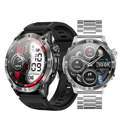 LinkMejor HK08 1.43-inch AMOLED Display GPS Geomagnetic Compass Altitude&Pressure bluetooth Call Heart Rate Blood Pressure Blood Oxygen Monitor Sleep Monitoring Multi-sport Modes IP68 Waterproof Smart Watch
