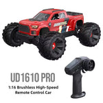 LinkMejor 1610 PRO RTR 1/16 2.4G 4WD 65km/h Brushless RC Car LED Light Full Proportional Off-Road Climbing Truck High Speed Large Foot Remote Control Vehicles Models Oil Filled Shocks Metal Dogbone Toys