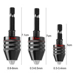 Mini Keyless Drill Chuck 1/4 Inch Hex Shank Quick-Change Converter Aluminum Alloy Sturdy Versatile Compatibility Secure Bit Locking