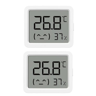 2Pcs XIAOMI 3 Mijia Smart Temperature Humidity Sensor Mini 0°C-60°C Range Bluetooth 5.0 High Precision Compact Hygrometer with LCD Display and Wall Sticker