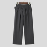 LinkMejor Men Solid Color Straight Legged Pants Loose Fit Casual Hook Loop Zipper Long Trousers Large Size for Big Men S-5XL