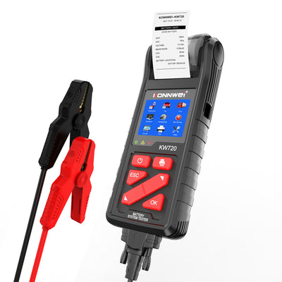 LinkMejor KW720 Car Battery Tester With Integrated Printer 6V/12V/24V Universal Battery Analyzer Craking/Charging Test
