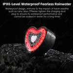 WEST BIKING Heart Bicycle Taillight Brake Sensing Smart Start/Stop Memory Waterproof Bike Rear Light for MTB Night Riding Safety