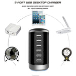 6A 6-Port USB Charger 6USB-A Fast Charging Desktop Veritical Charging Station EU Plug US Plug for iPhone 15/14/13pro Max for Huawei Pura 70 Ultra for Xiaomi Civi4 Pro for Samsung Galaxy S24