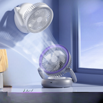 Foldable Wall-mounted Fan with Night Light 360° Rotational Airflow Desktop Electric Fan 5 Wind Speed Adjustable Air Circulation Fan for Dormitory Office