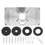 Router Table Insert Plate Aluminum Cast Iron For Trimmer Router With 4 Milling Cutter Dust Cover Woodworking Carving Machine Inverted Plate