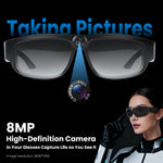 AI Smart Camera Glasses 8MP 1080P HD 156 Languages AI Translation Voice Assistant Touch Control UV400 Eye Protection Long battery Bluetooth Sports Camera for Safety Recording