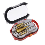 6PCS High-Speed Steel Step Drill Bits Set Titanium Coated 4-12mm 4-20mm 4-32mm Serrated Drill Bits for Metal Plastic Wood Sturdy Tools