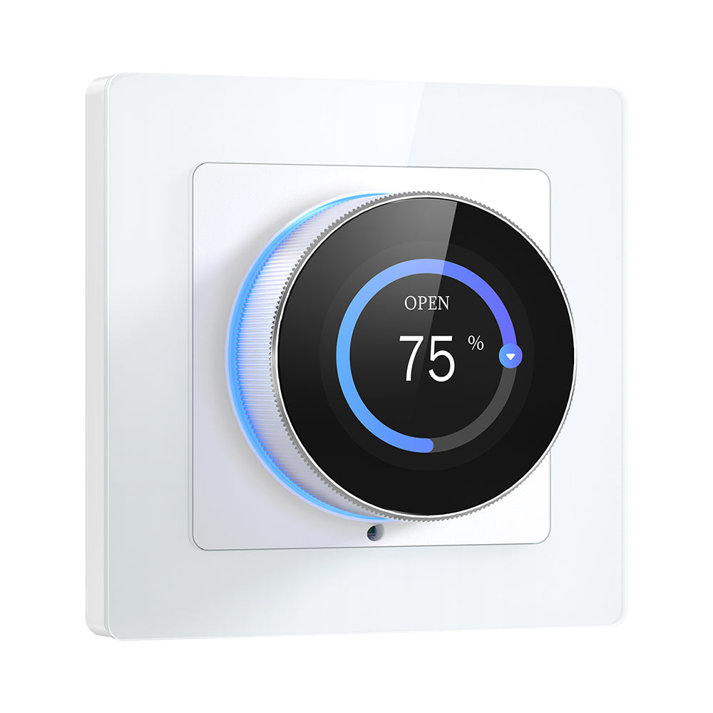 Tuya WiFi Curtain Knob Switch with Color Screen Display RGB Ambient Light Ring Timer Schedule Scene Linkage Child Lock Brightness Adjustable Voice Control with Alexa Google Assistant CS20R-EU-W