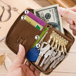 LinkMejor Genuine Leather Mens Waist-Mounted Wallet Card & Id Holders Multi-function Key Chain Holders Mini Key Bag Coin Purse Wallet Two-In-One with Gift Box