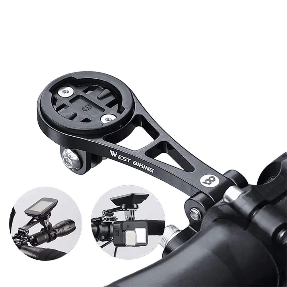 WEST BIKING Aluminum Alloy Bicycle Computer Holder Adjustable Angle Mountain Bike Headlight Sports Camera Mount Handlebar Extended Bracket