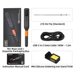 LinkMejor TB1 Wireless Soldering Iron Type-C 65W 0.96 Inch IPS LCD T210 Portable Rechargeable Soldering Iron Kit
